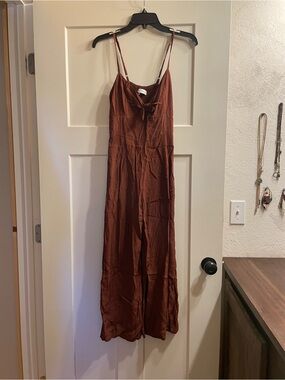 Abrand Rust Brown Satin Jumpsuit